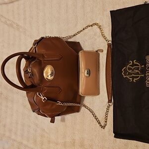 Roberto Cavalli Bowler Leather Bag and Wallet